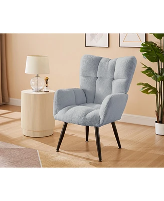 Streamdale Furniture Modern Single Sofa Armchair with High Backrest Comfy Reading Chair for Small Spaces/Living Room/Bedroom/Apartment (Color:Blue)