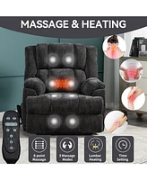 Streamdale Furniture Dual Motor Heat Massage Infinite Position Up to 350 Lbs Electric Power Lift Recliners with Power-Remote, Medium