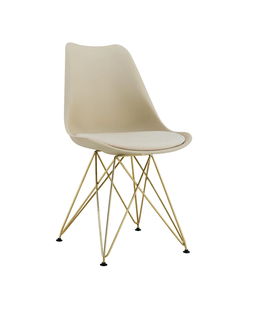 Streamdale Furniture Modern Dining Chairs with Shell Lounge Plastic Seat and Golden Steel Legs Kitehcn chairs meeting room chairs living room, Set of