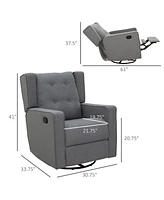 Streamdale Furniture Wingback swivel recliner chair glider rocking chair for Nursery with Button Tufted, Padded Single Home Theater Seater for Living