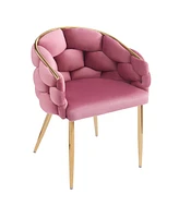 Luxury Handmade Accent Chair with Gold Legs, Modern Velvet Armchair for Living Room and Bedroom