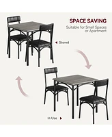 gaomon Dining Table Set, Kitchen Table and Chairs for 2, with 2 Upholstered Chairs, 3 Piece Dining Table Set,Rustic Grey