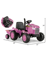 Hongge 12V Kids Ride On Tractor with Trailer and Remote Control