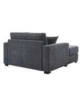 Streamdale Furniture 55" Oversized Chaise Lounger Modern Style Sofa Couch, with Pillows, Charge Station & Cup Holders, Chenille Fabric