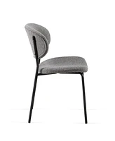 Streamdale Furniture Grey Boucle Fabric Dining Chairs Set of 4, Modern Dining Room Chairs with Black Metal Legs, Armless Kitchen Chair for Dining Room