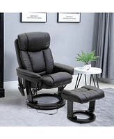 Streamdale Furniture Pu Leather Massage Recliner Chair with Ottoman 10 Point Vibration Swiveling Armchair, Black