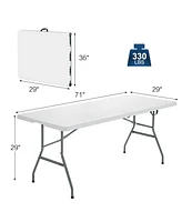 Sugift 6 Ft Portable Folding Camping Table with Carrying Handle for Picnic