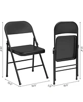 Folding Chairs Set of 2, Foldable Chairs with Metal Frame Hold Up to 350 Pounds