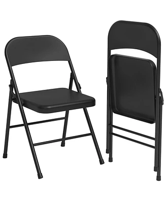 Folding Chairs Set of 2, Foldable Chairs with Metal Frame Hold Up to 350 Pounds