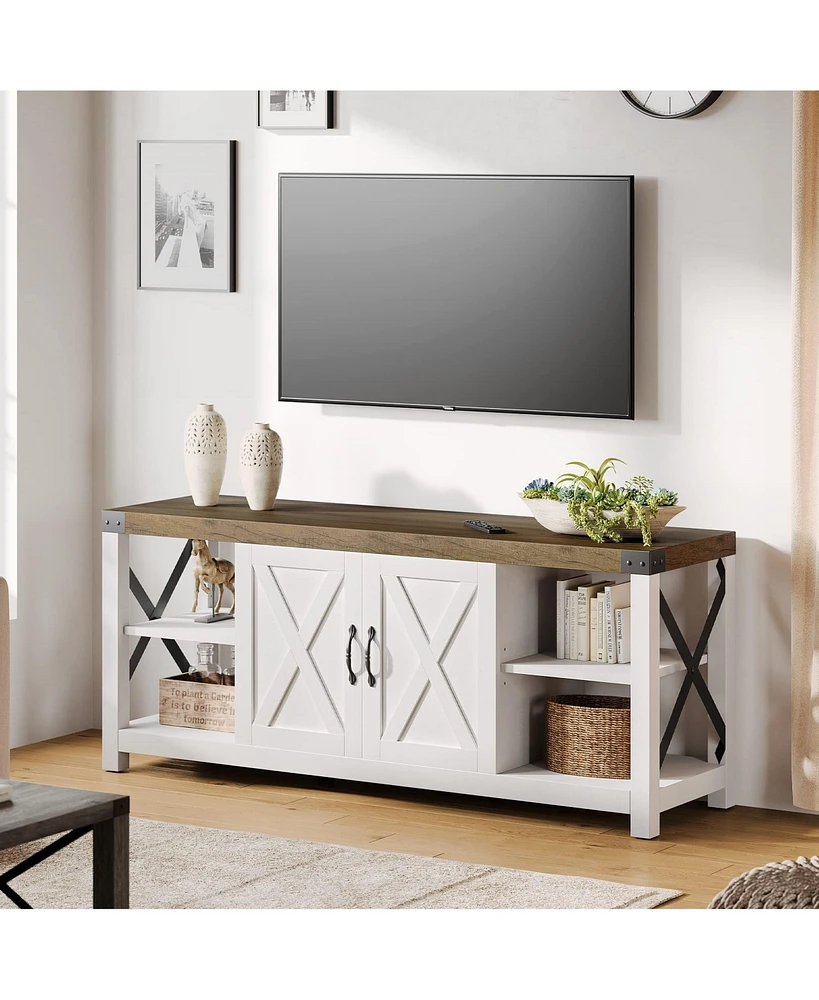 gaomon 59 Inch Tv Stand for Tv up to 50 60 65 Inches, Farmhouse Wood Tv Cabinet Entertainment Center