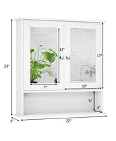 Sugift Bathroom Wall Mount Mirror Cabinet Organizer-White