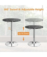 Sugift 360° Swivel Cocktail Pub Table with Sliver Leg and Base-Black