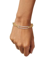 Diamond Bar Horseshoe Link Bracelet (5/8 ct. t.w.) in Sterling Silver & 14k Gold-Plate