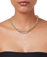 Diamond Bar Horseshoe Link 18" Collar Necklace (5/8 ct. t.w.) in Sterling Silver & 14k Gold-Plate