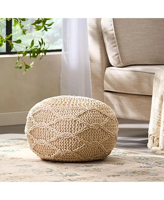 Streamdale Furniture Malibu Knitted Wool 20 X 20 Round Pouf