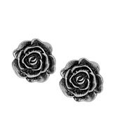 2028 Silver-Tone Flower Button Earrings