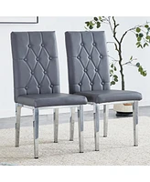 Streamdale Furniture 2 piece set of gray armless dining chairs brings a touch of elegance and mystery to the dining area with its deep gray tone, The