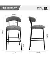 Streamdale Furniture 26" Counter height bar stools Teddy fabric cover kitchen island counter bar stool with black powder coating base and footrest(Gre