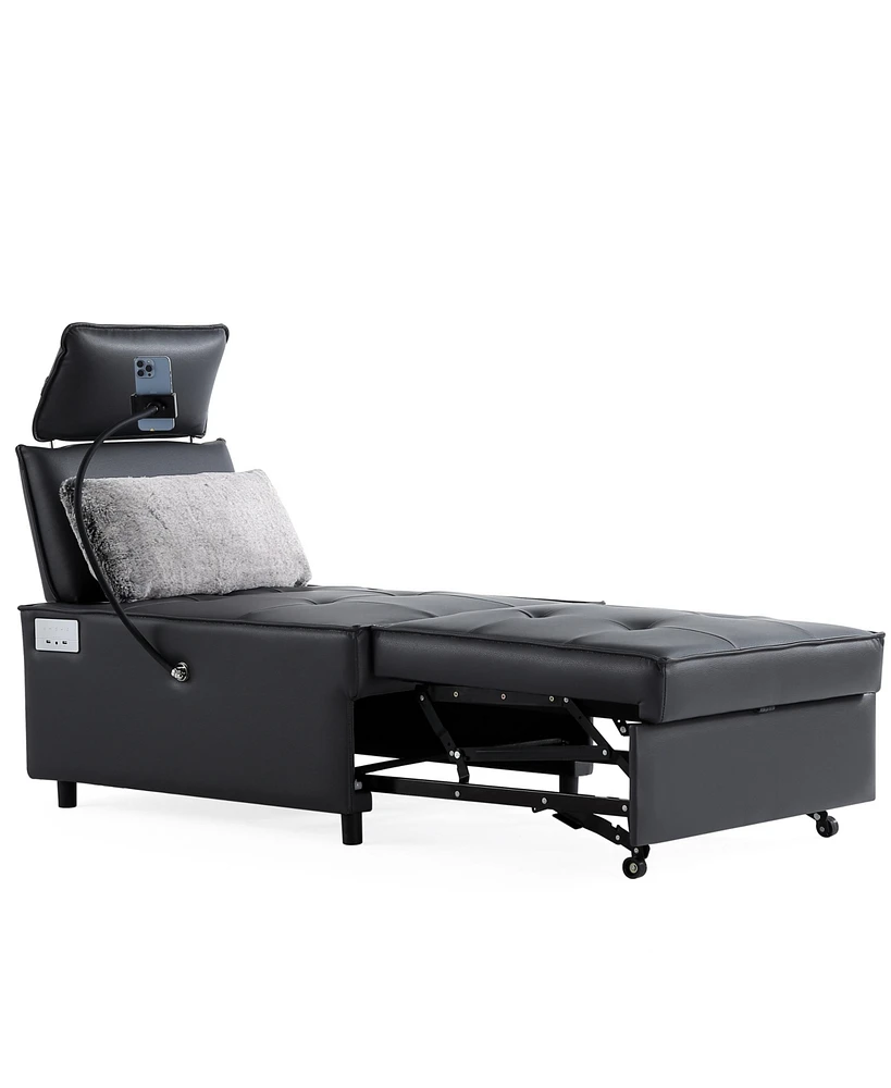 Streamdale Furniture 3 in 1 Sofa bed, Speaker chair, Reclining sleeper sofa bed,Futon with bluetooth speaker 2 Usb port, Phone holder accent chair