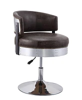 Streamdale Furniture Brancaster Adjustable Chair w/Swivel, Distress Chocolate Top Grain Leather & Chrome