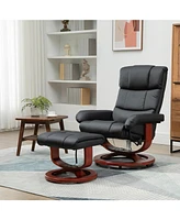 Streamdale Furniture Massage Recliner Chair with Ottoman, Swivel Recliner and Footrest, Faux Leather Reclining Chair with Remote Control, 10 Vibration