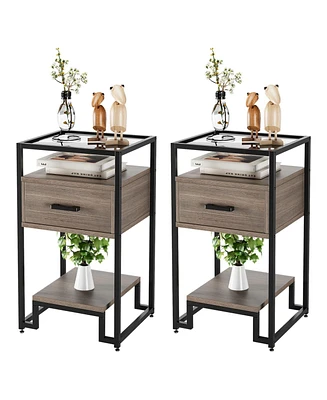 gaomon Nightstand Set of 2, Bed Side Table with Drawer, End Table for Bedroom