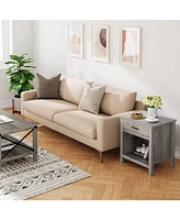 gaomon Farmhouse Square Nightstand, Bedside Table End Table for Bedroom Nursery Living Room, End Table with Storage Drawer