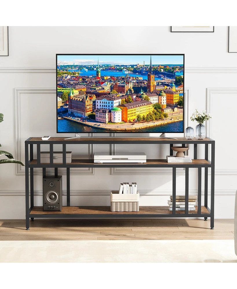 gaomon 58'' Tv Stand for Tv up to 65 Inches, Entertainment Center with Open Storage Shelves