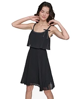 Karl Lagerfeld Paris Women's Chiffon Bow-Detail A-Line Dress