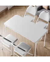 gaomon Folding Table, Portable Folding Card Rectangle Table with Sturdy Metal Frame, Pu Leather Upholstered Foldable Table