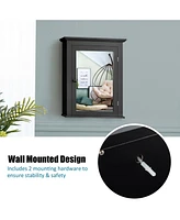 Sugift Wall Mounted Bathroom Mirror Cabinet with 5-level Height-adjustable Shelf-Black