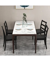 Sugift Set of 2 Wood Dining Chairs with Solid Rubber Wood Legs-Black