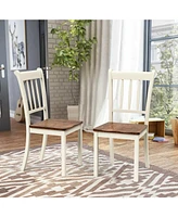 Sugift 2 Pieces Solid Whitesburg Spindle Back Wood Dining Chairs-White