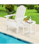 Sugift 18 Inch Round Weather-Resistant Adirondack Side Table-White