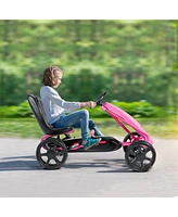 Sugift Kids Ride On Toys Pedal Powered Go Kart Pedal Car-Pink