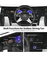 Sugift 12V Licensed Mercedes-Benz Kids Ride On Car-White