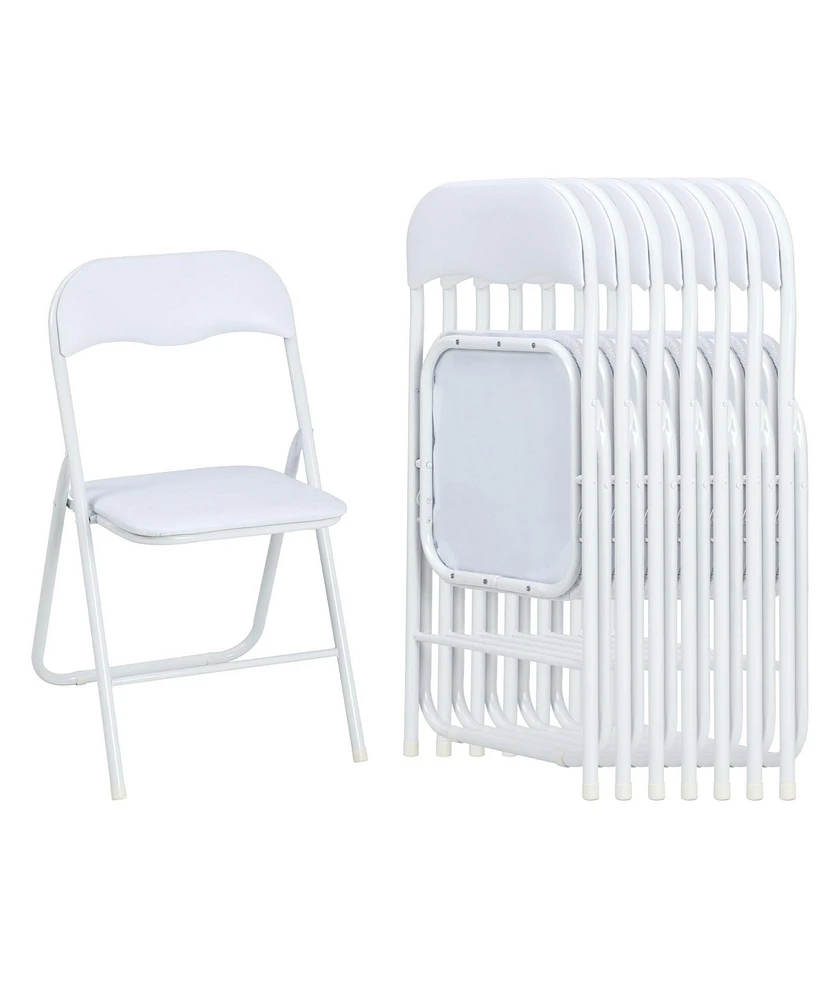 gaomon Folding Chairs with Padded Seats, White Metal Folding Chairs with Non-Slip Feet Pads- Set of 6