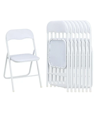 gaomon Folding Chairs with Padded Seats, White Metal Folding Chairs with Non-Slip Feet Pads- Set of 6