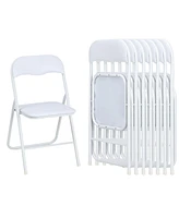 gaomon Folding Chairs with Padded Seats, White Metal Folding Chairs with Non-Slip Feet Pads- Set of 6