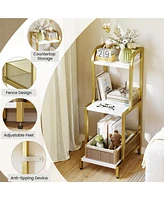 gaomon Gold Bookshelf,3 Tier Bookcase, Small Bookshelf for Small Spaces, Modern Shelf Open Display Rack