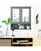 Sugift Bathroom Wall Mount Mirror Cabinet Organizer-Gray