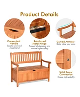 Sugift 33 Gallon Wooden Storage Bench with Liner for Patio Garden Porch