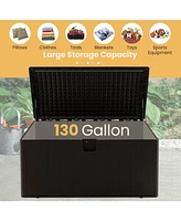 Sugift 130 Gallon Patio All Weather Storage Container with Lockable Lid-Brown