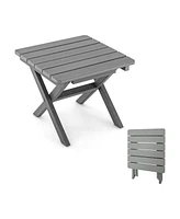 Sugift Outdoor Folding Side Table Foldable Weather-Resistant Hdpe Adirondack Table-Gray