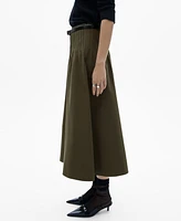 Mango Women's Pleated Detail Flared Skirt