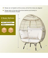 Sugift Oversized Patio Rattan Egg Lounge Chair with 4 Cushions-Light Brown