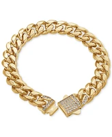 Blackjack Men's Miami Cuban Link Cubic Zirconia Bracelet Stainless Steel