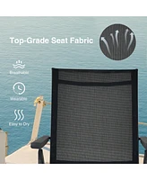 Sugift 2 Pieces Foldable Chaise Lounge Chair with 2-Position Footrest-Black