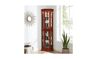 Slickblue Corner Curio Cabinet with Lights & Adjustable Tempered Glass Shelves Stylish Display Solution