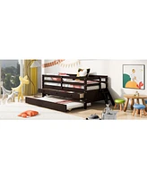 Slickblue Low Loft Twin Bed with Full Safety Fence Secure and Stylish Space-Saving Solution